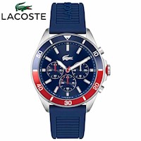 Reloj Lacoste Tiebreaker 2011154 Cronómetro Acero Inoxidable Correa de Silicona Azul